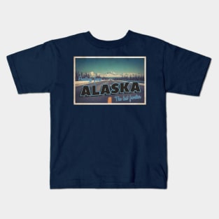 Greetings from Alaska - Vintage Travel Postcard Design Kids T-Shirt